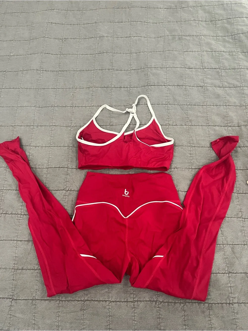 Women's High-Rise Red Leggings with Matching Sports Bra - Performance Set